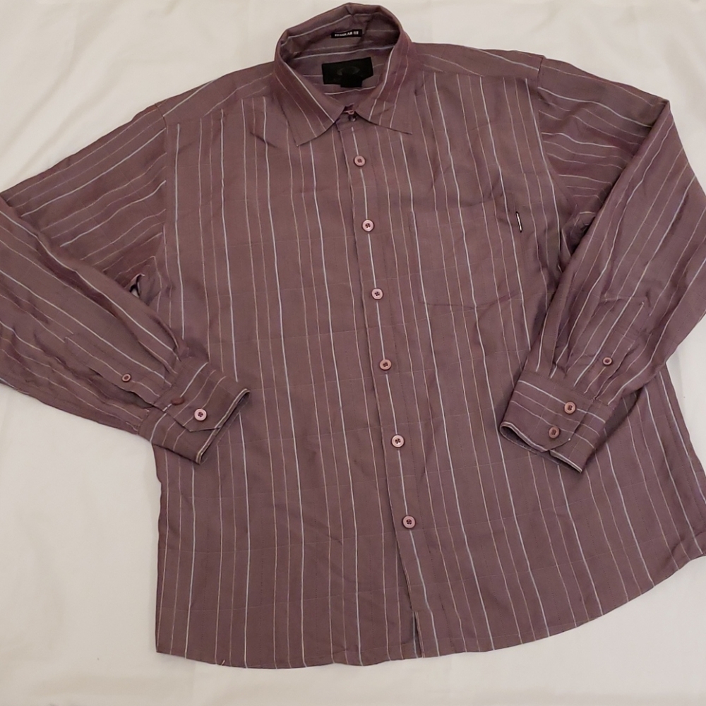 Oakley Button Down Shirt Dress LS Regular Fit Maroon White Blue Men's Medium M